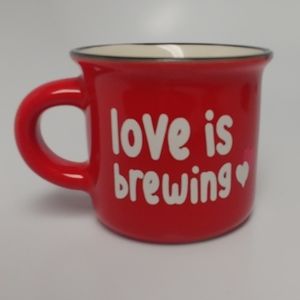 3.25oz ceramic "love is brewing" mini mug